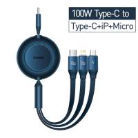 Cáp sạc dây rút Type-C to M+L+C 100W Baseus Bright Mirror Series 2 Retractable 3 in 1 Fast Charging Data Cable - CAMJ