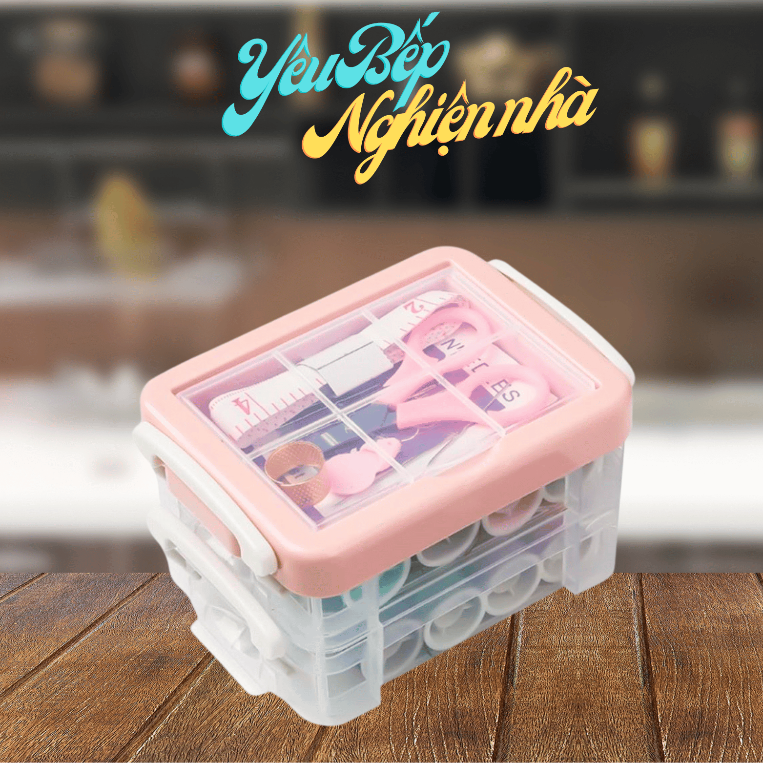 Bộ Hộp Kim Chỉ May Vá Đa Năng Gia Đình NHIỀU TẦNG - Kim Khâu Chỉ Kéo Thước Dây Đủ Size Màu Yêu Bếp Nghiện Nhà VNM