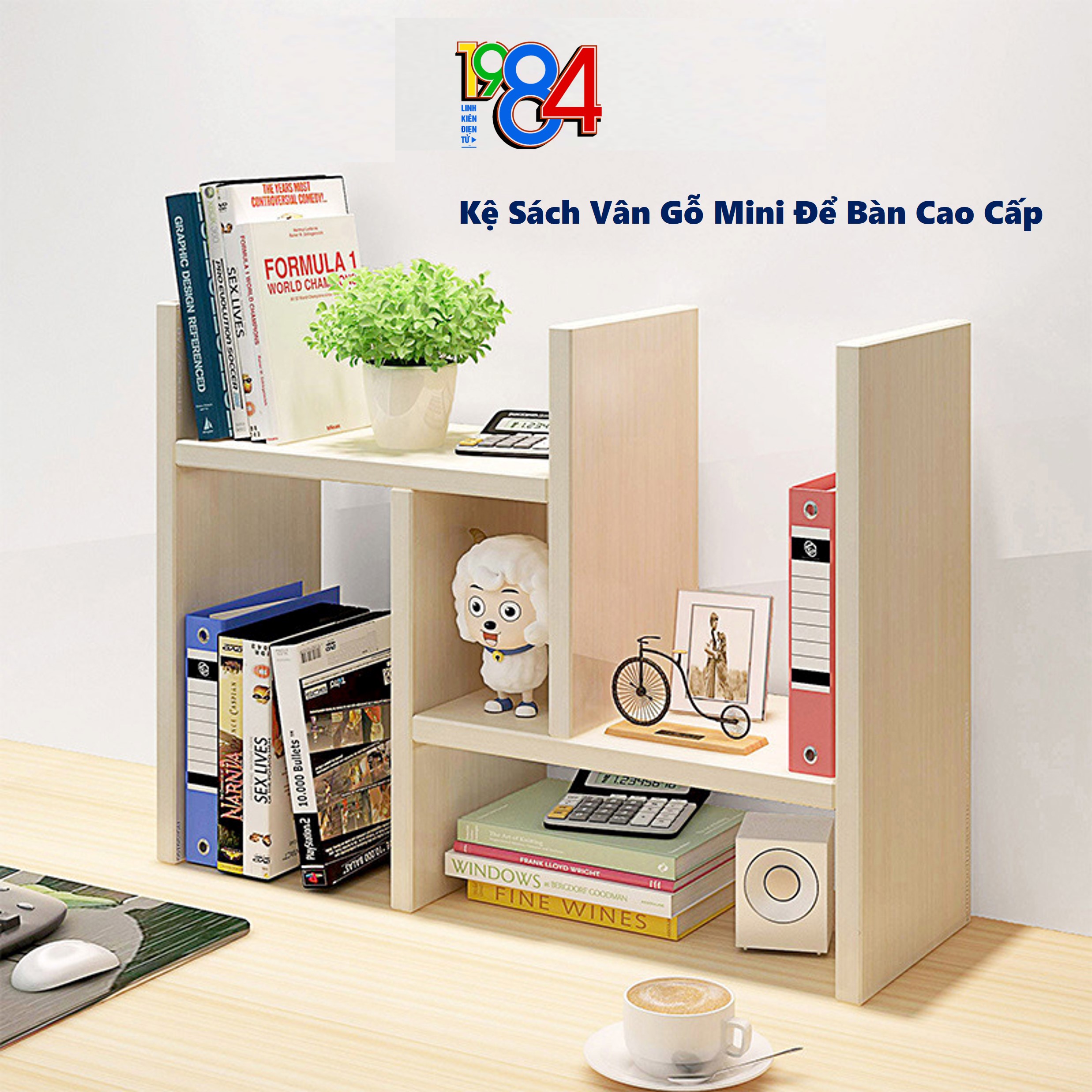 Kệ sách gỗ mini LOẠI XỊN để bàn đa năng loại cao cấp decor bàn làm việc bàn học