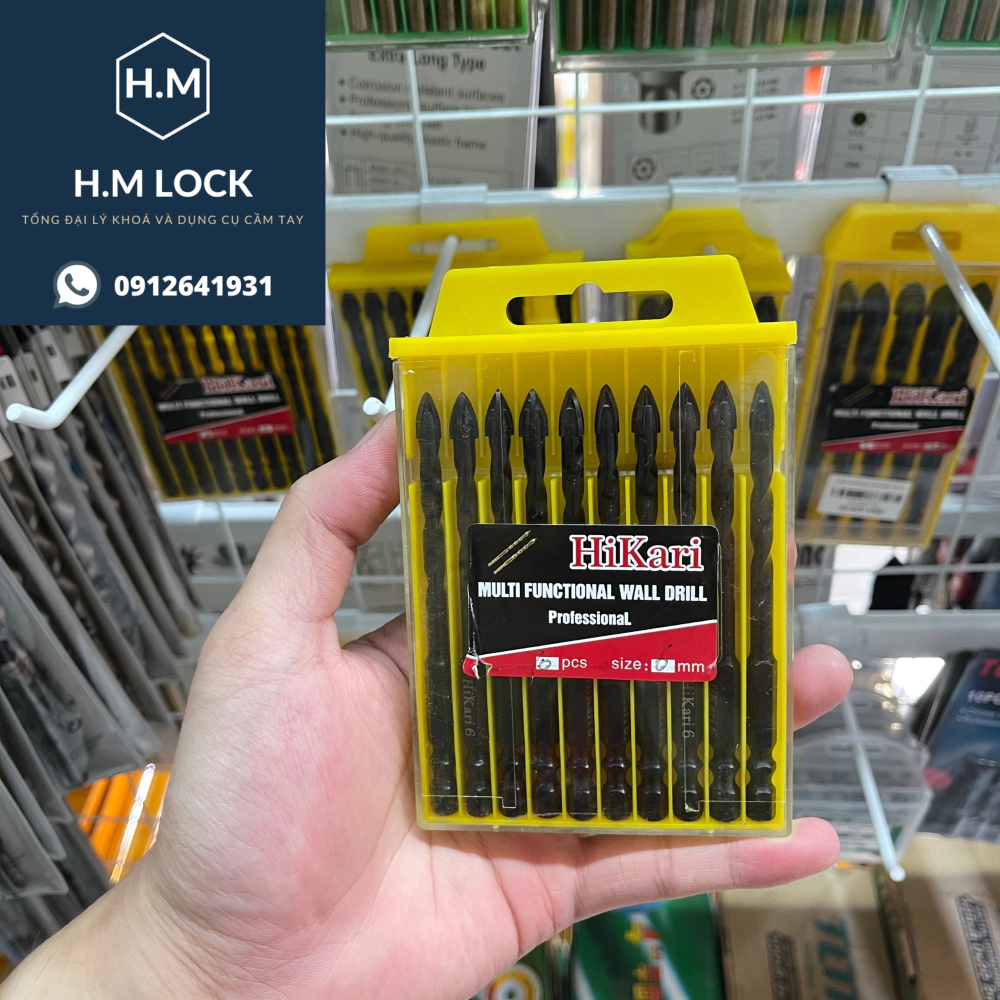 COMBO 4 Mũi khoan Tường Bê Tông Đa Năng HIKARI - SIZE 681012MM - đuôi lục giác vít máy - HM LOCK