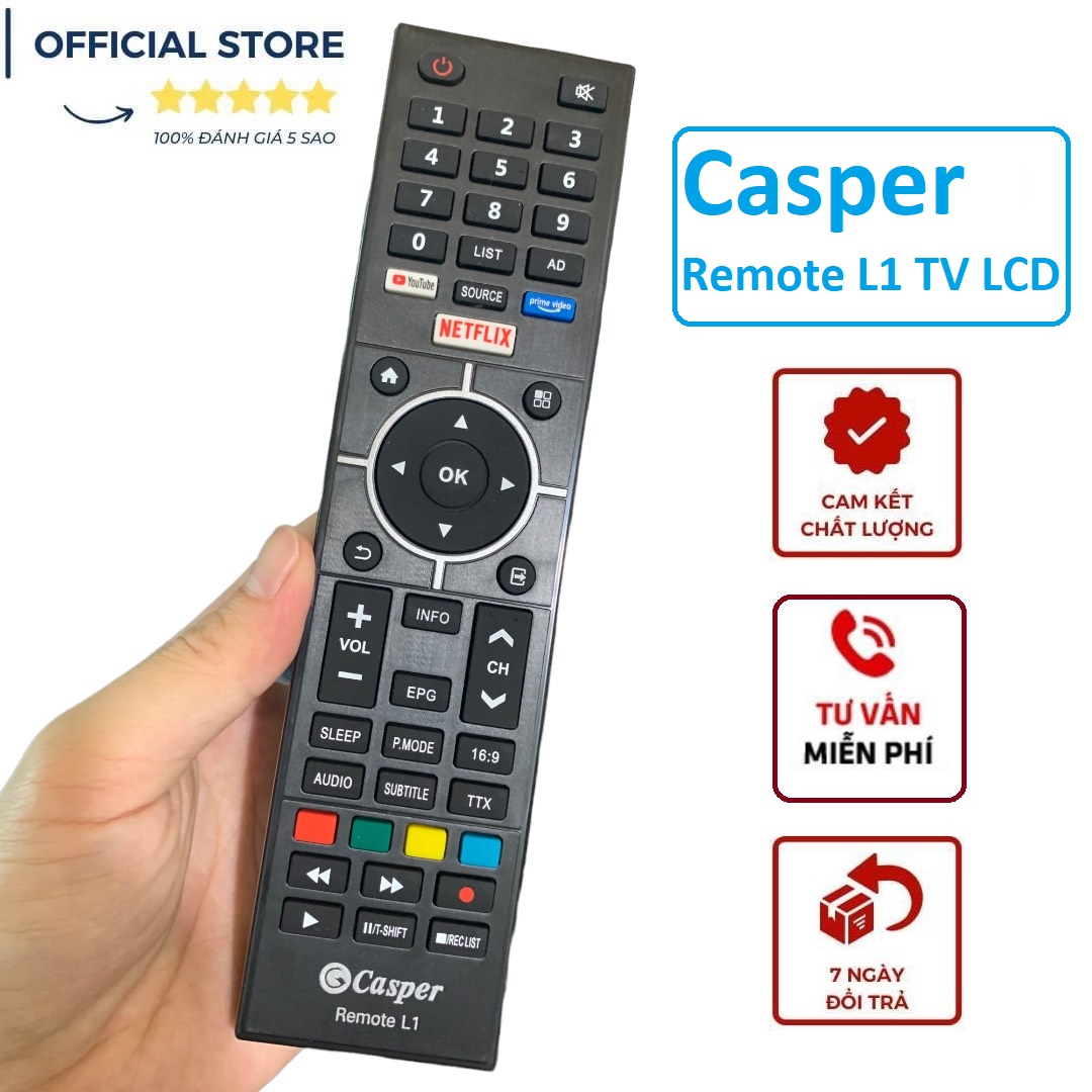 Điều khiển tivi Casper Smart/LCD chuẩn sịn remote casper L1 các dòng 32inh 43inh 32HX6200 43FX6200 - Hàng mới
