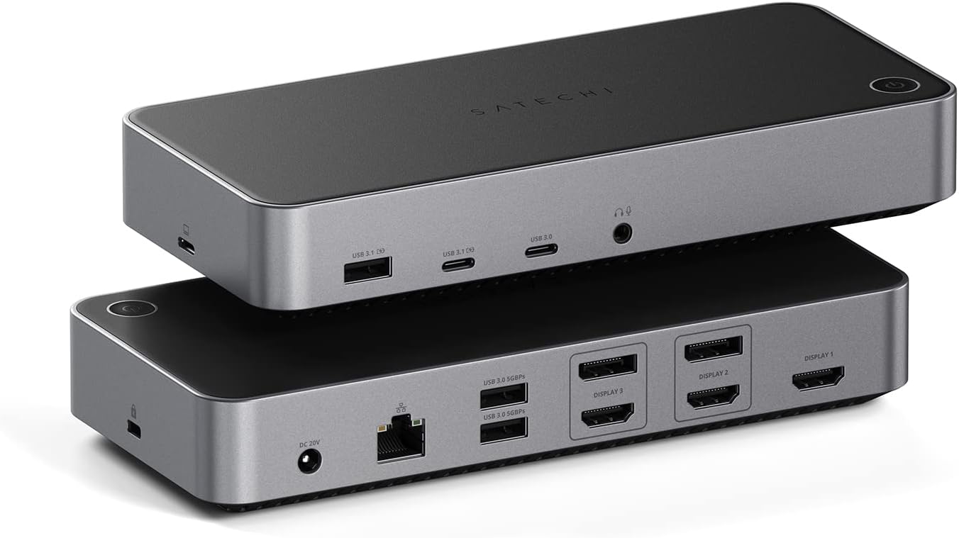 [THƯƠNG HIỆU MỸ] Dock Satechi xuất ba màn hình 4K USB C Docking Station 13 trong 1 với 100W PD 2 Dis