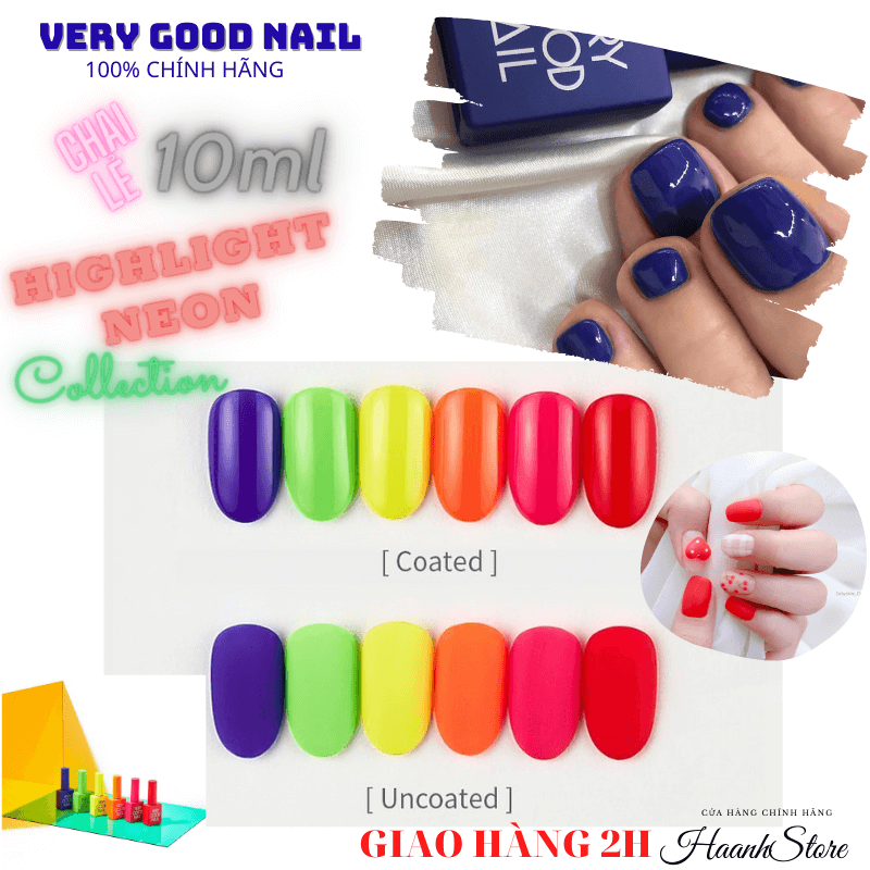 [Hcm]??Very Good Nail Chai Lẻ 10Ml??Sơn Gel Cao Cấp Hàn Quốc Tông Neon ⭐️Freeship⭐️ Highlight Neon Collection