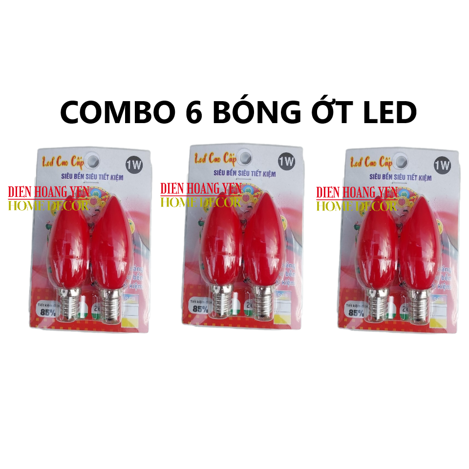 10 Bóng đèn Led quả nhót trái ớt cà na 1w nến trang trí bàn thờ thần tài đuôi E12 nhót đỏ