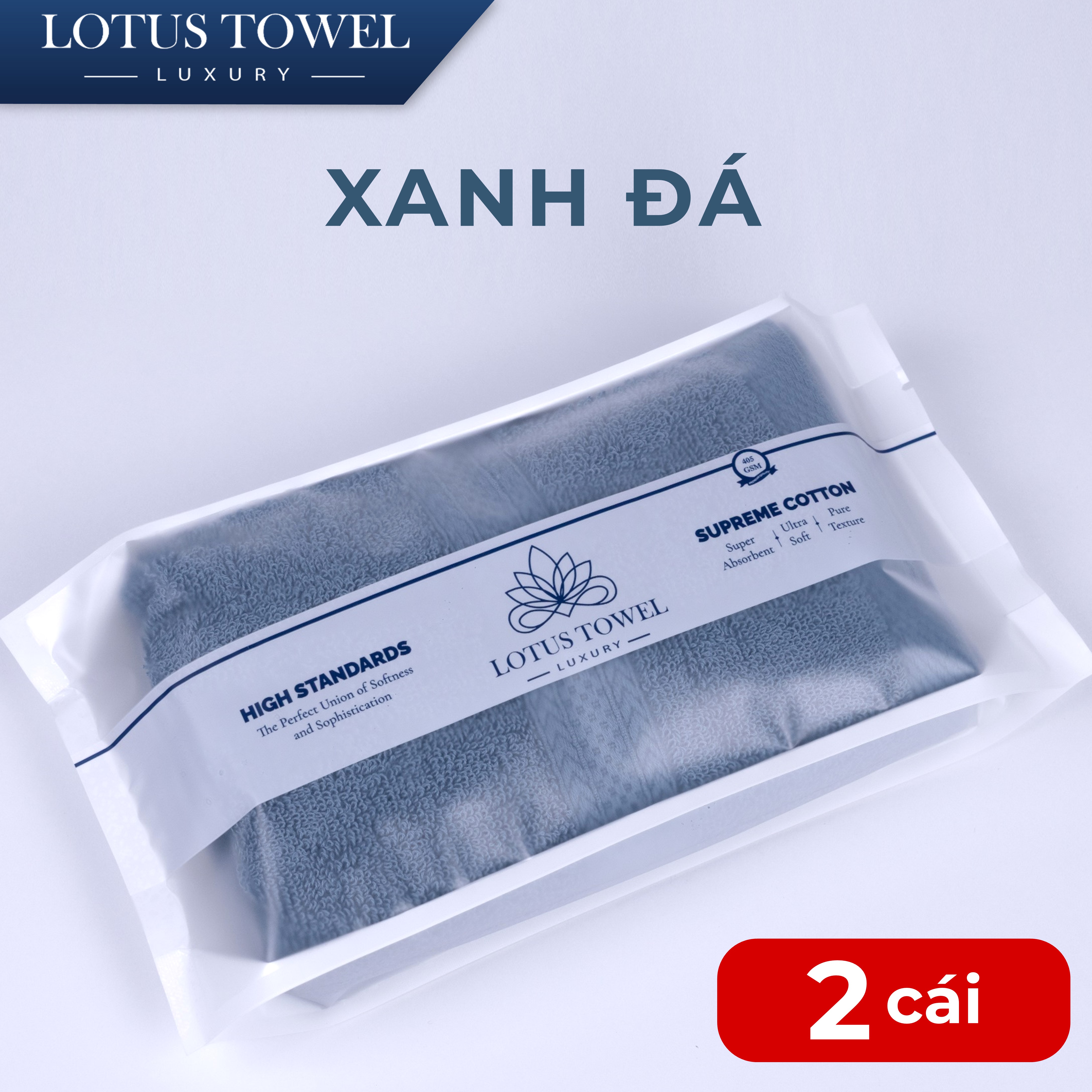 Bộ 2 Khăn tắm 60x120cm LOTUS TOWEL 100% Cotton Cao Cấp Mềm Mịn Thấm Hút Không Ra Màu