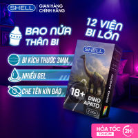 Bao Cao Su Shell Dino Gân Gai Bi Nổi Lớn Kèm 1 Bao Shell Performax 6 Trong 1 - Hộp 2 Cái | SHELL CHÍNH HÃNG