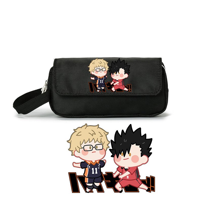Hộp bút vải canvas IN HÌNH HAIKYUU!! VUA BÓNG CHUYỀN ver CHƠI BÓNG anime chibi đồ dùng học tập xinh 