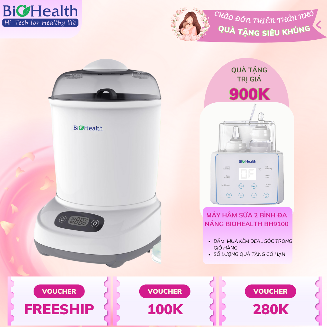 Máy Tiệt Trùng Biohealth BH8910 Máy Tiệt Trùng Sấy Khô Có Thể Tiệt Trùng Nhiều Bình Một Lúc