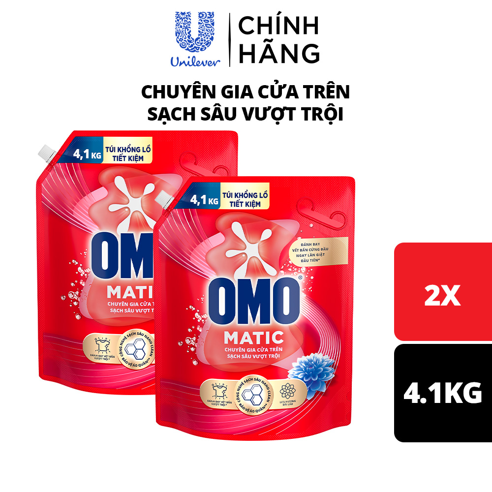 (Livestream) - Combo 2 túi nước giặt OMO Matic cửa trên 4.1kg/túi