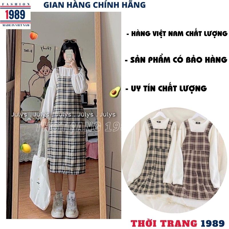 Váy yếm kẻ caro dài tay  LOVEKIDSVN  Vietnamese Children Clothing Brands