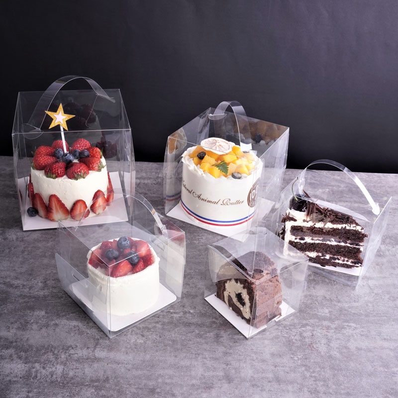 HỘP NHỰA PET MICA TRONG SUỐT CÓ QUAI XÁCH ĐỰNG BÁNH KEM SINH NHẬT BÁNH TIRAMISUCHEESECAKEMOUSSE-HỘP 