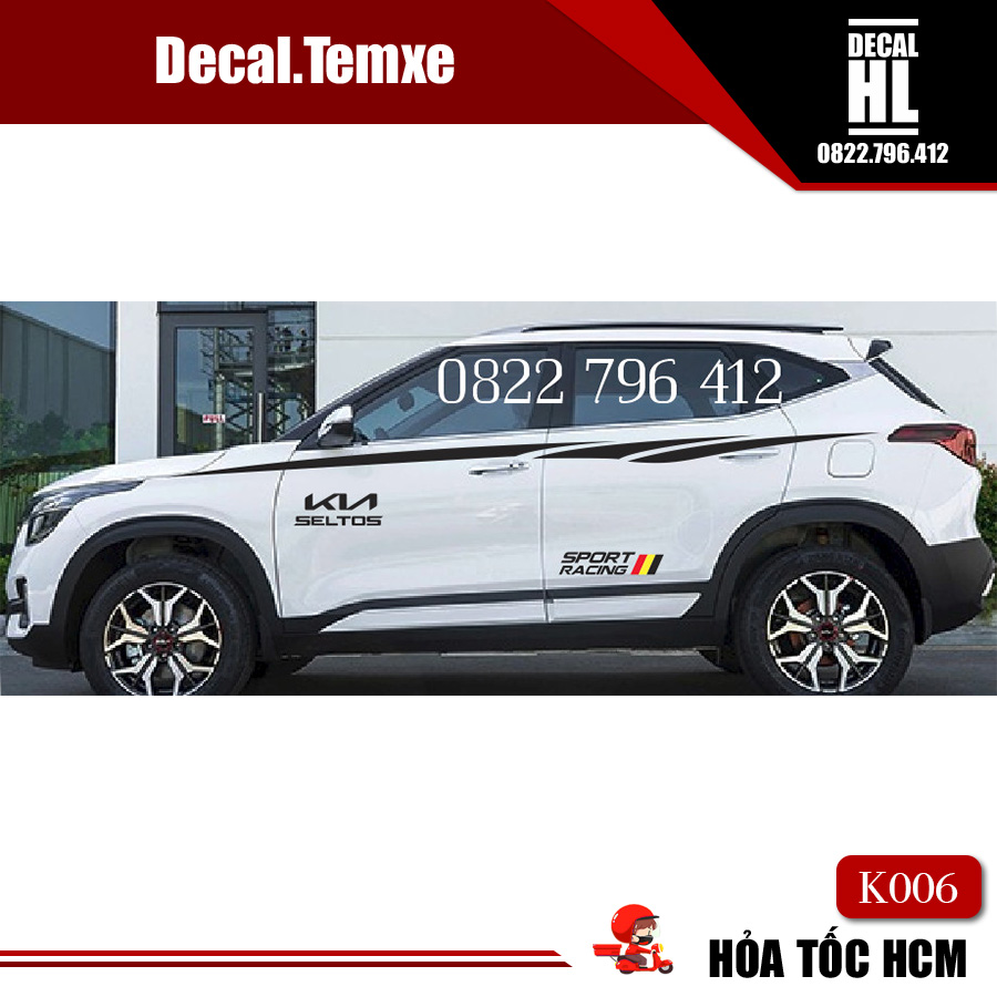 Bộ decal tem xe dán trang trí xe Kia Seltos K006