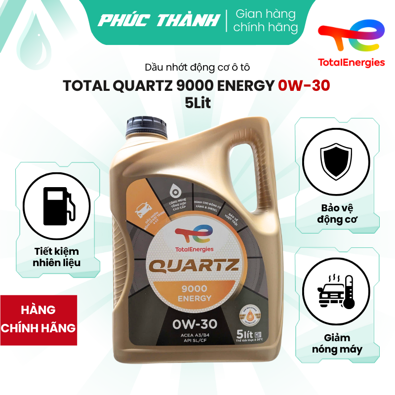 Dầu Nhớt Ô Tô Tổng Hợp TOTAL QUARTZ 9000 ENERGY 0W30 5Lit - Chính Hãng