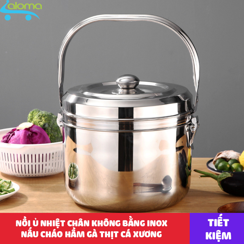 Nồi ủ nhiệt chân không đế gang 9 lít Thermal Cooker kèm khay hấp inox - Nồi ủ giữ nhiệt công nghệ Nh