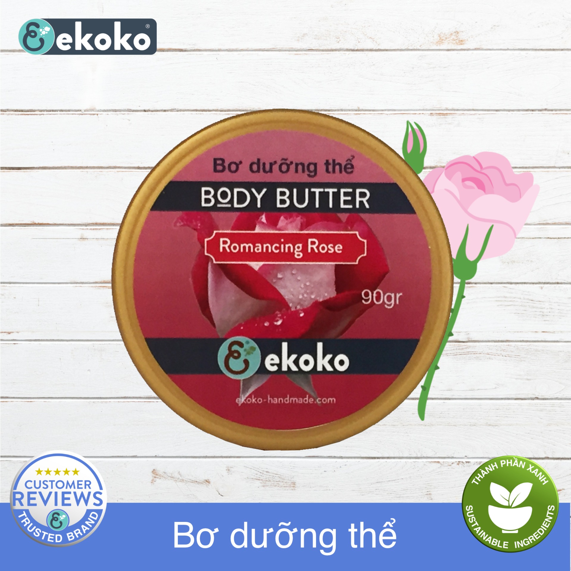 Bơ Dưỡng Thể Hoa Hồng - Ekoko Romancing Rose Body Butter 90G