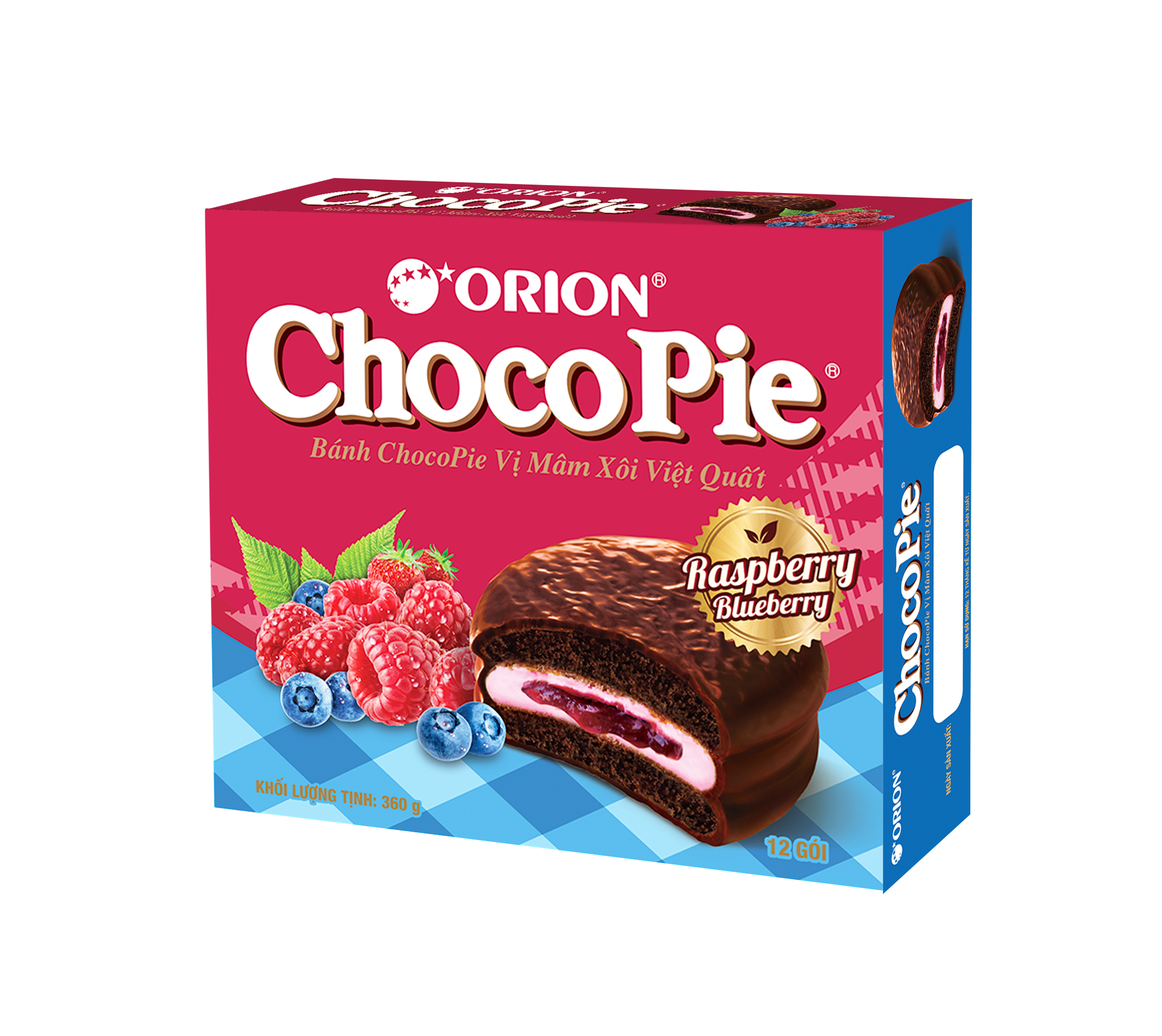 Bánh Chocopie mâm xôi việt quất mứt chảy Raspberry Blueberry 360g Raspberry Blueberry 360g