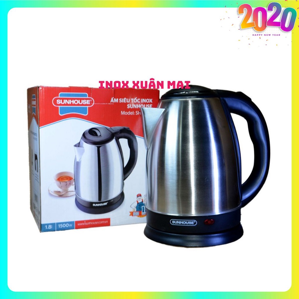 Ấm Siêu Tốc Sunhouse SHD1182, 1.8L, Inox 304, Đun Nhanh 4 Phút, Tự Ngắt Khi Sôi, An Toàn