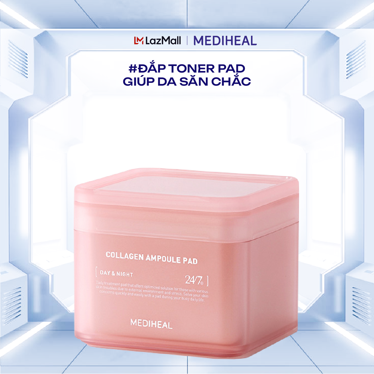 Hộp 100 miếng toner pad Mediheal Cấp Ẩm Săn Chắc Da Mediheal Collagen Ampoule Pad 180ml (100 Pads)