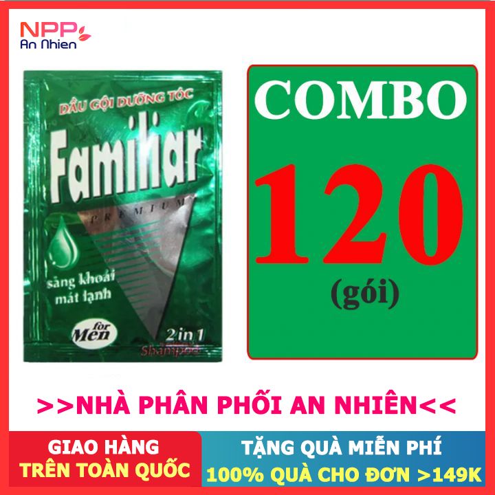 Combo 120 Gói Dầu Gội Dưỡng Tóc 2In1 For Men Familiar Màu Xanh Lá 5Ml - Npp An Nhiên