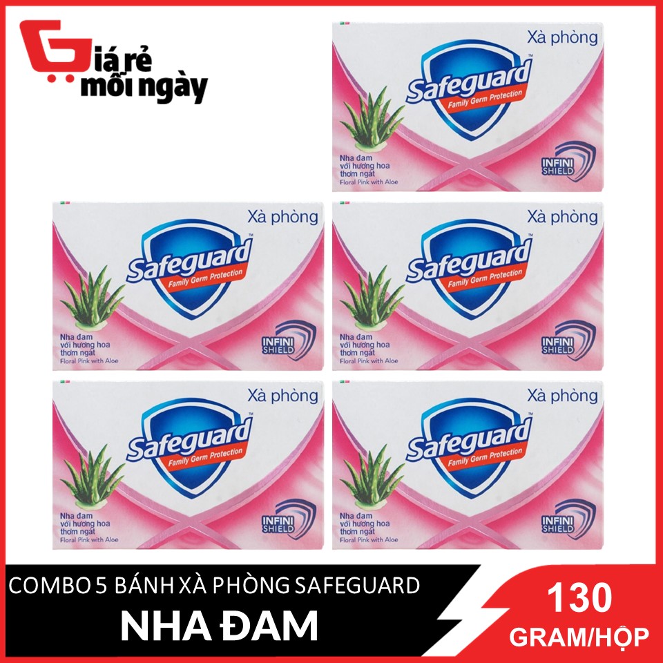 [Hcm]Combo 5 Bánh Safeguard Nha Đam (Hồng) 130Gx5