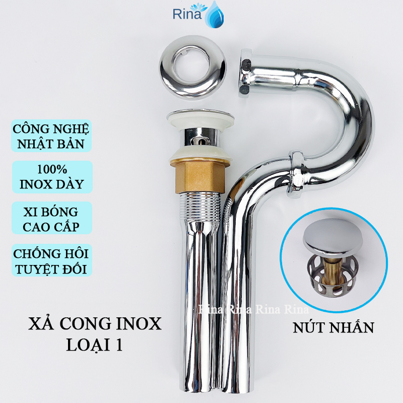 CAO CẤP-CHẤT LƯỢNG CAO Xả Lavabo Xả Cong Inox Cao Cấp Xả lavabo inox lò xo  Xả Inox Chữ P Xả Thẳng I