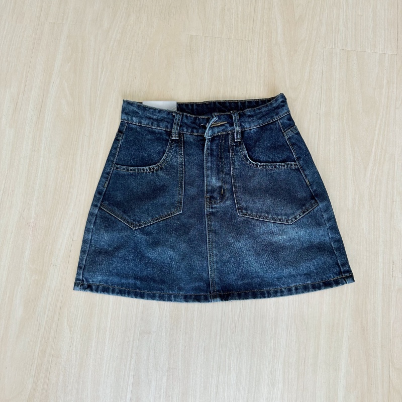 Chân váy Jean bò dáng ngắn chữ A túi nhọn nữ form bồng có quần trong bảo hộ tôn dáng phong cách Hàn quốc trẻ trung CV66