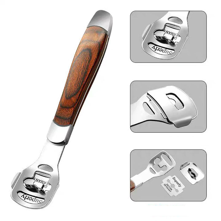 Dụng cụ mài chà gót chân tẩy da chết inox cao cấp kèm 20 dao cạo thay thế