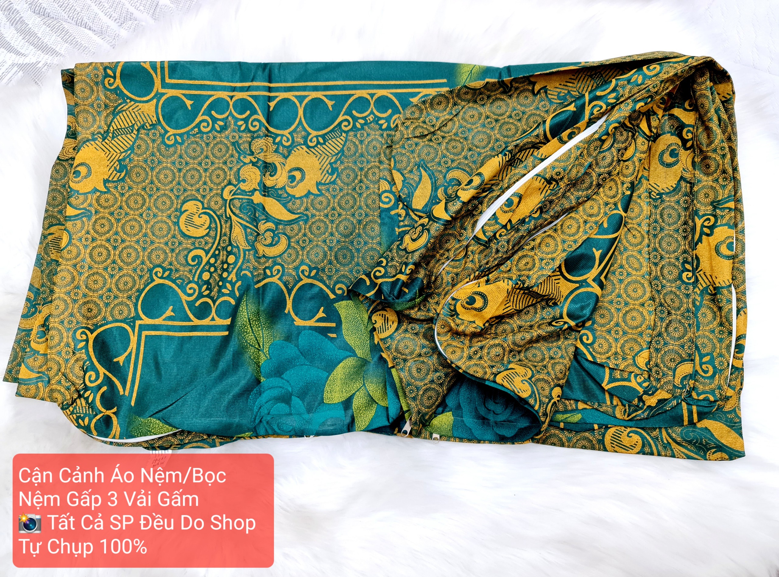 🛑SIÊU RẺ🛑Áo nệm( vỏ bọc nệm 3 khúc) cho nệm xếp 3 có khóa kéo lồng ruột đủ size vải gấm vỏ bọc nệm g