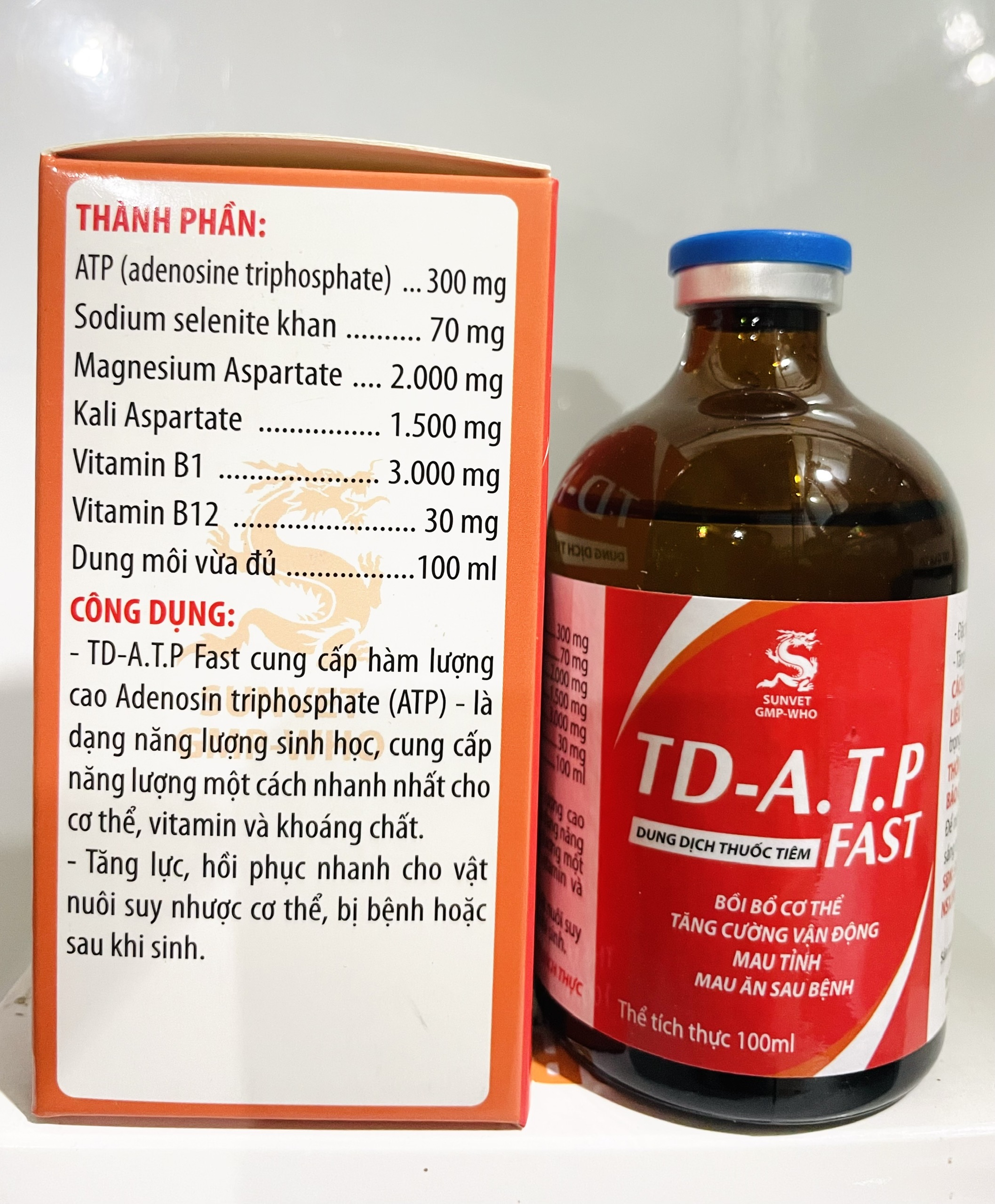 Thái Dương TD ATP Fast ( 100 ml ) Bồi bổ cơ thể tăng cường sức đề kháng cho vật nuôi dùng trong Thú 