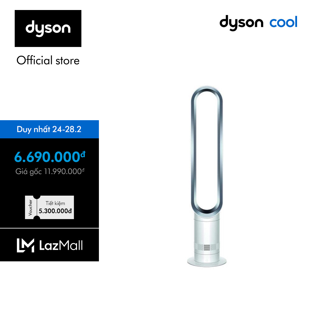 Quạt không cánh Dyson Cool AM07 (Trắng/Bạc) - Thiết kế hiện đại, làm mát hiệu quả