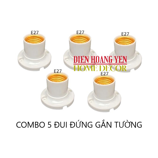 5 Đui đèn gắn ốp tường E27 đui xoáy 27mm chếch góc 45 độ hoặc vuông 90 độ
