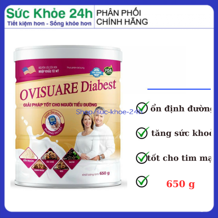 Sữa Ovisuare diabest giúp ổn định đường huyết tốt cho tim mạch hộp 650g