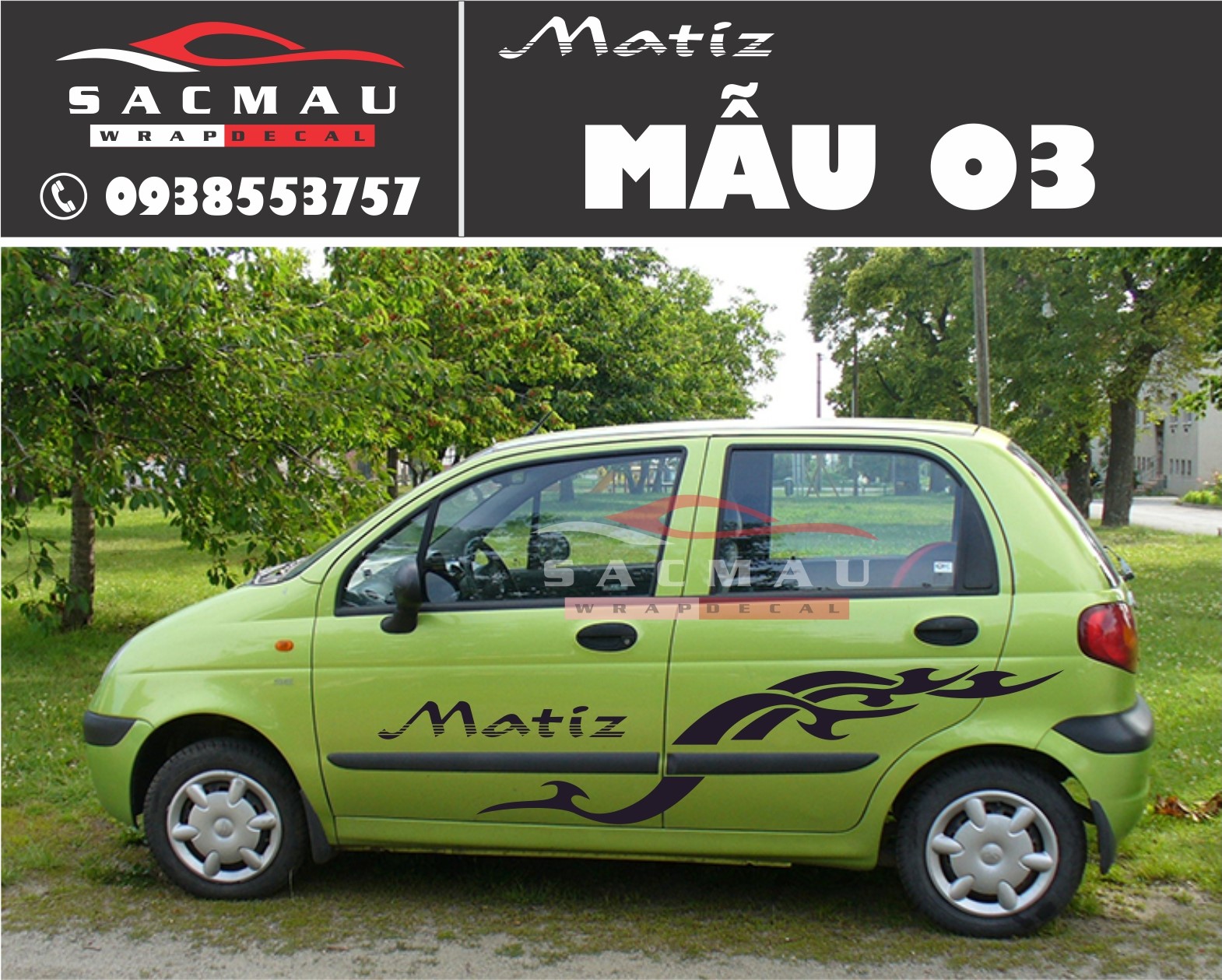 Tem dán xe Daewoo Matiz tem dán xe ô tô thể thao