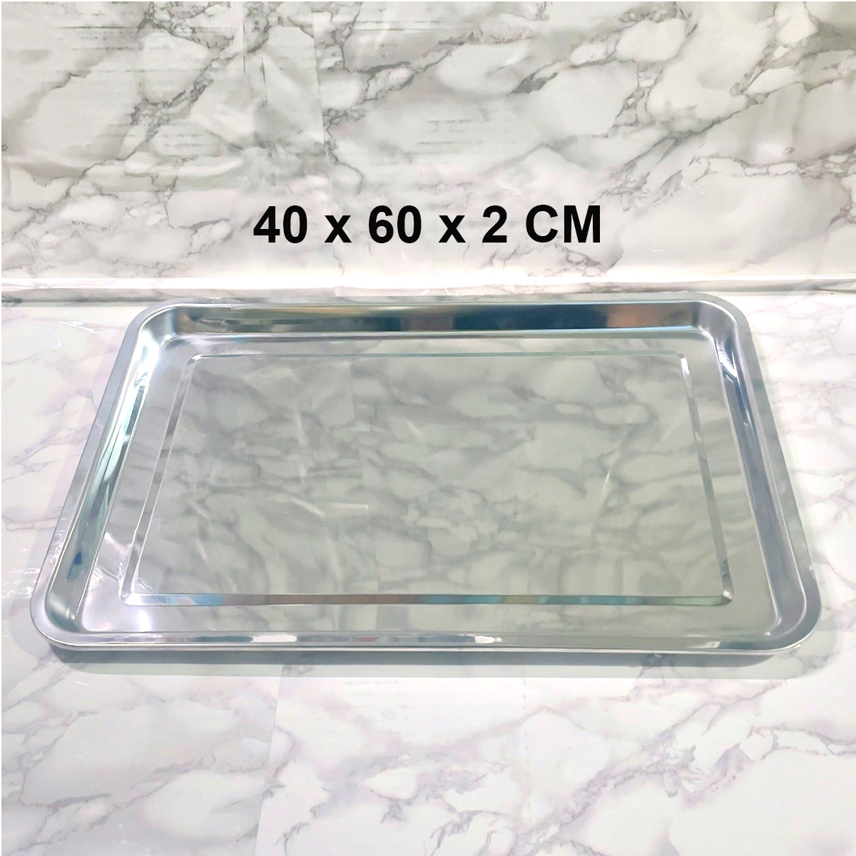 Khay inox chữ nhật nhiều size 20x27cm/22x32cm/27x36cm/30x40cm/35x50cm/40x60cm Khay đựng thực phẩm kh