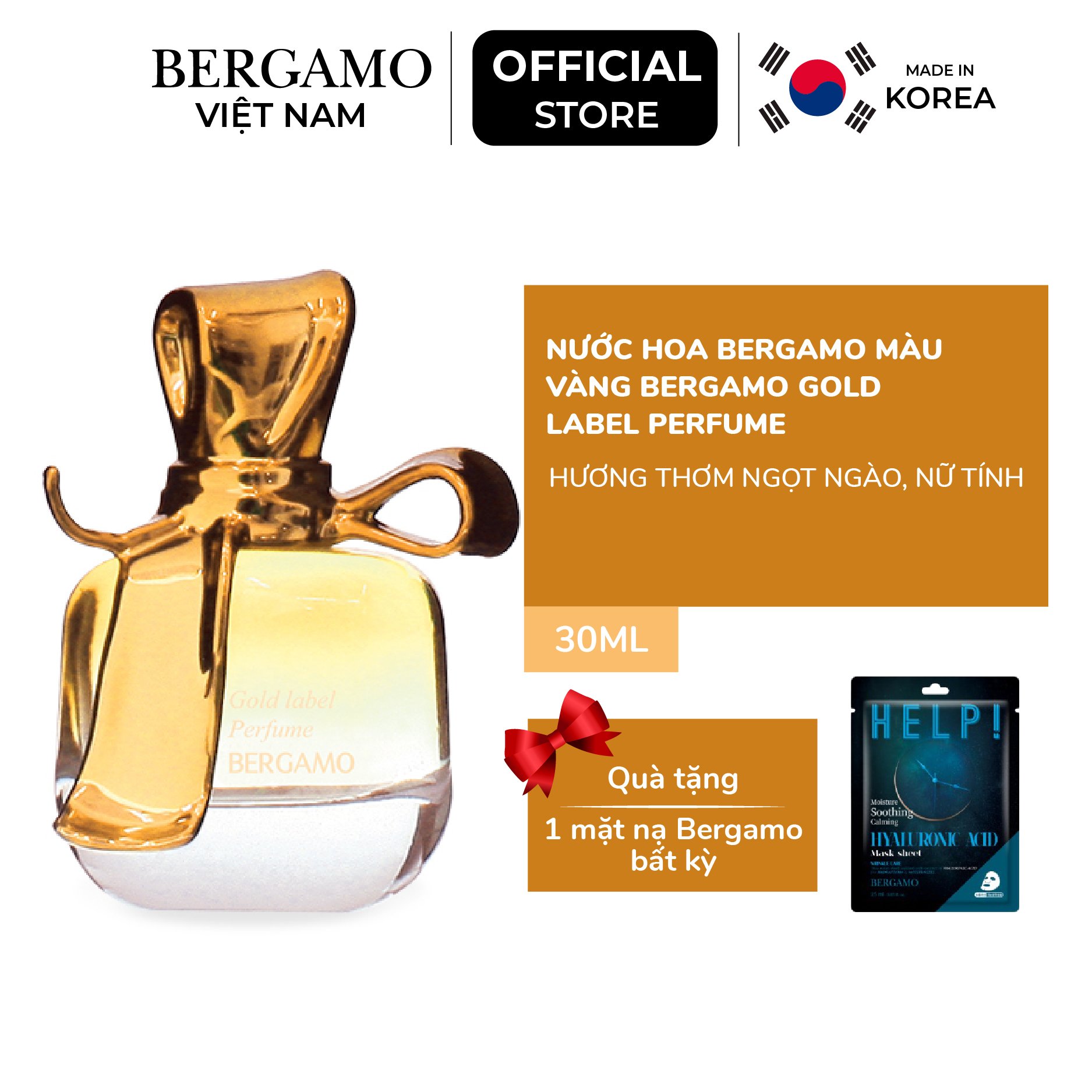 Nước hoa Bergamo màu vàng Bergamo Gold Label Perfume 30ml