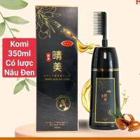 Dầu gội phủ bạc Sin hair Komi nhân sâm Nhật Bản|tự nhuộm tóc tại nhà siêu đẹp với 2 màu tùy chọn màu đen và màu nâu|không gây hại da đầu và da tay 350ml và 500ml - Dạng chai có lược và dạng gói