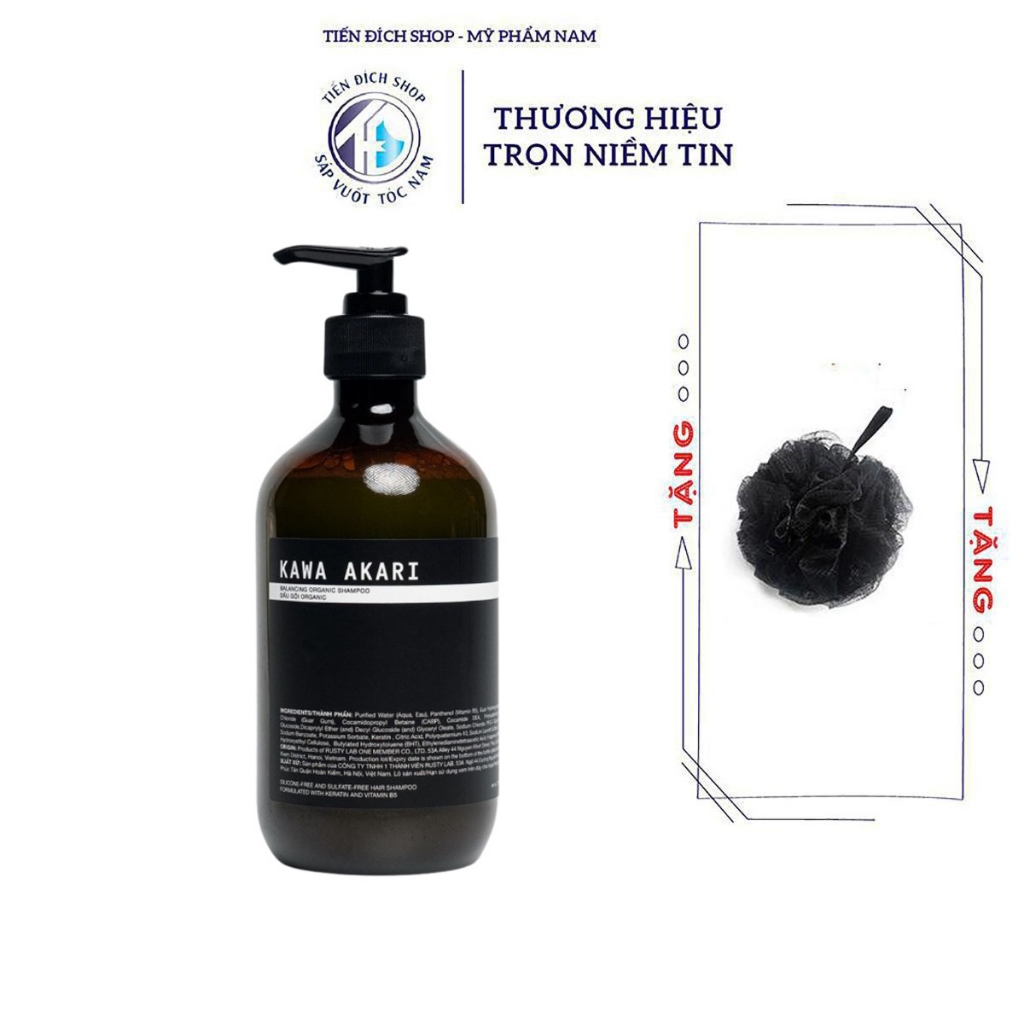 Dầu gội đầu Kawa Akari Shampoo Rusty Lab 300ml 500ml - Tặng bông tăm than tre - Tiến Đích Shop By Vi