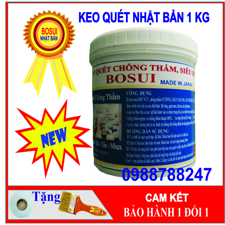 Keo chống thấm đa năng 1000 ml Tặng chổi sơn và 3m  vải - BOSUI JAPAN. Keo chống thấm nhật bản keo c