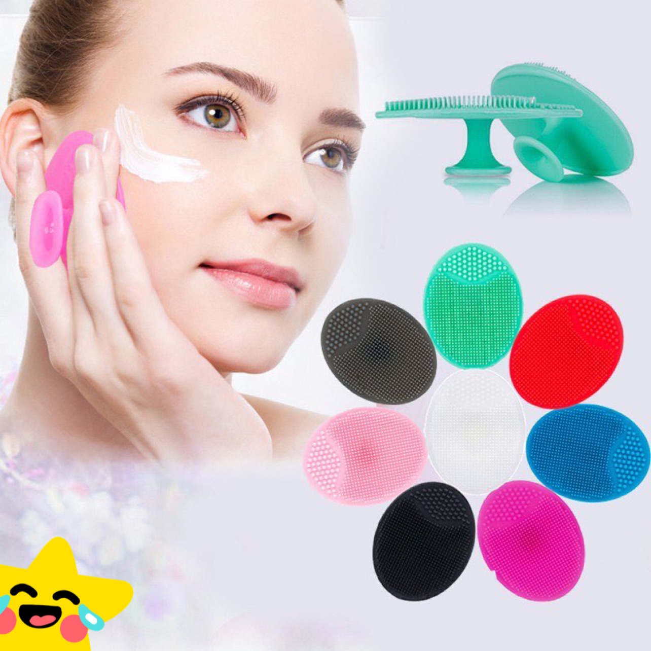 Miếng rửa mặt silicon gai hình oval