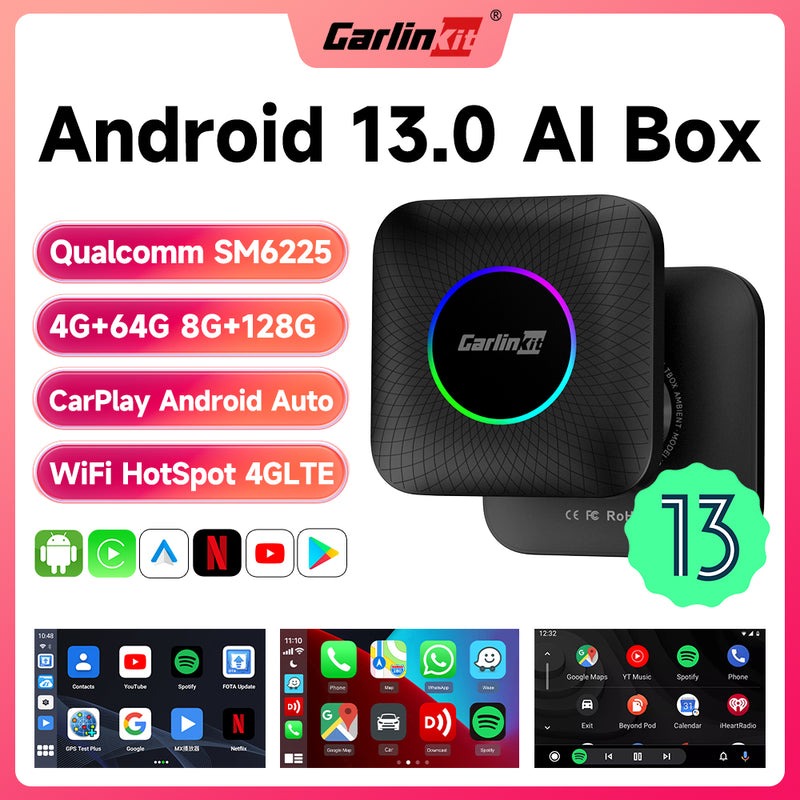 Android box cho ô tô hãng CarlinKit bộ nhớ 8Gb+128Gb Chip Snapdragon 6225 8 nhân thế hệ mới nhất