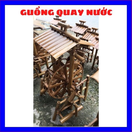 Guồng nước tre cho hồ cá cao 65cm 45cm thác nước bằng tre phong thủy tiểu cảnh cho hồ cánon bộ