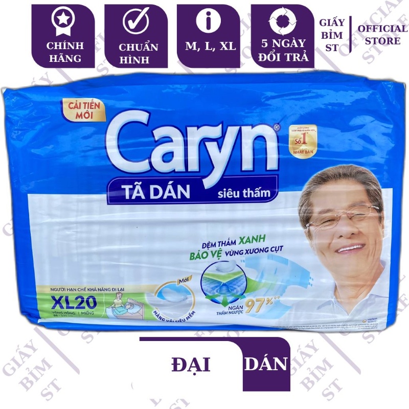 Bỉm Dán Tã Dán Người Lớn, Người Già Caryn Đại Size M20 / L20 / XL20