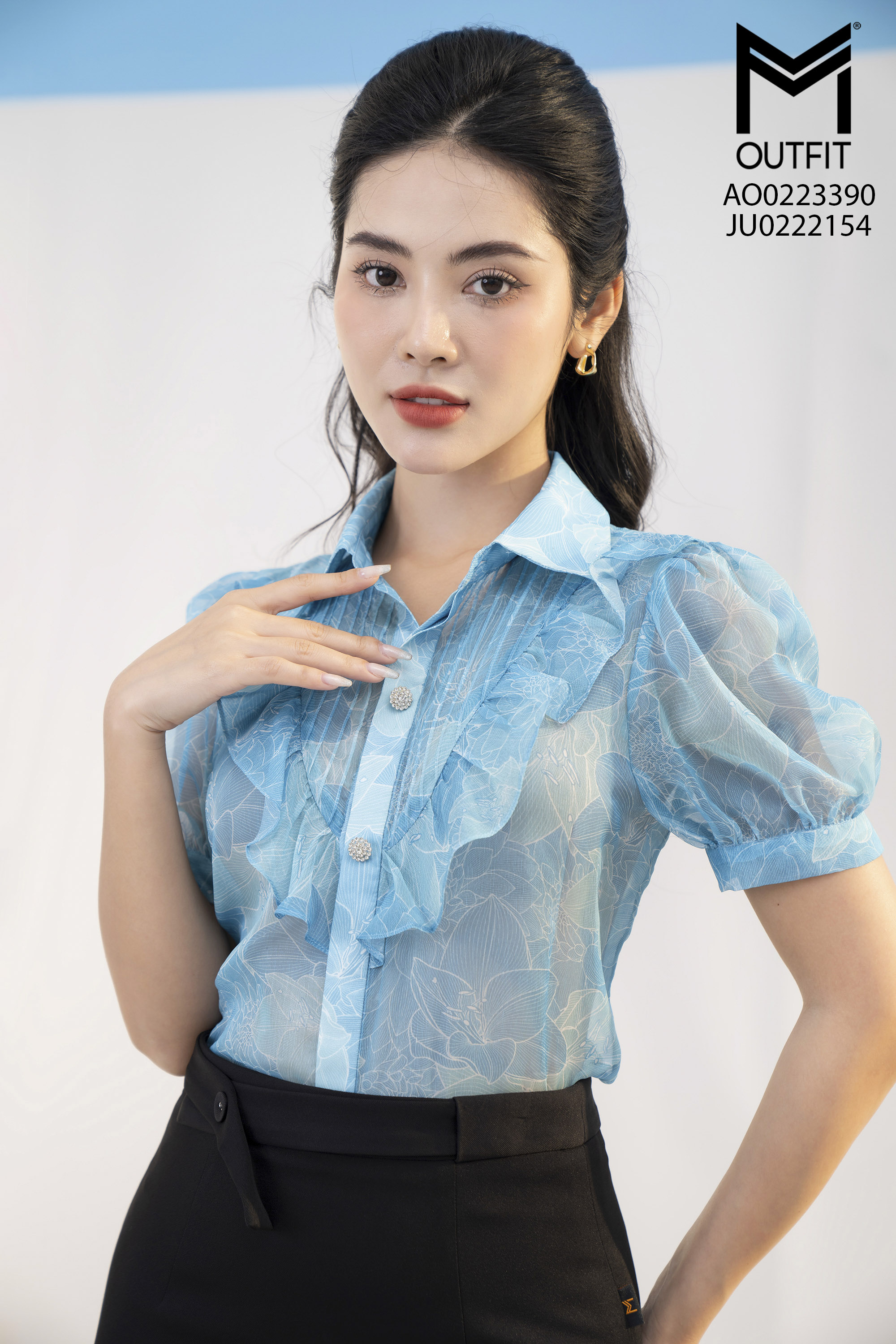 Áo sơ mi cổ đức bèo nhún - Mmoutfit
