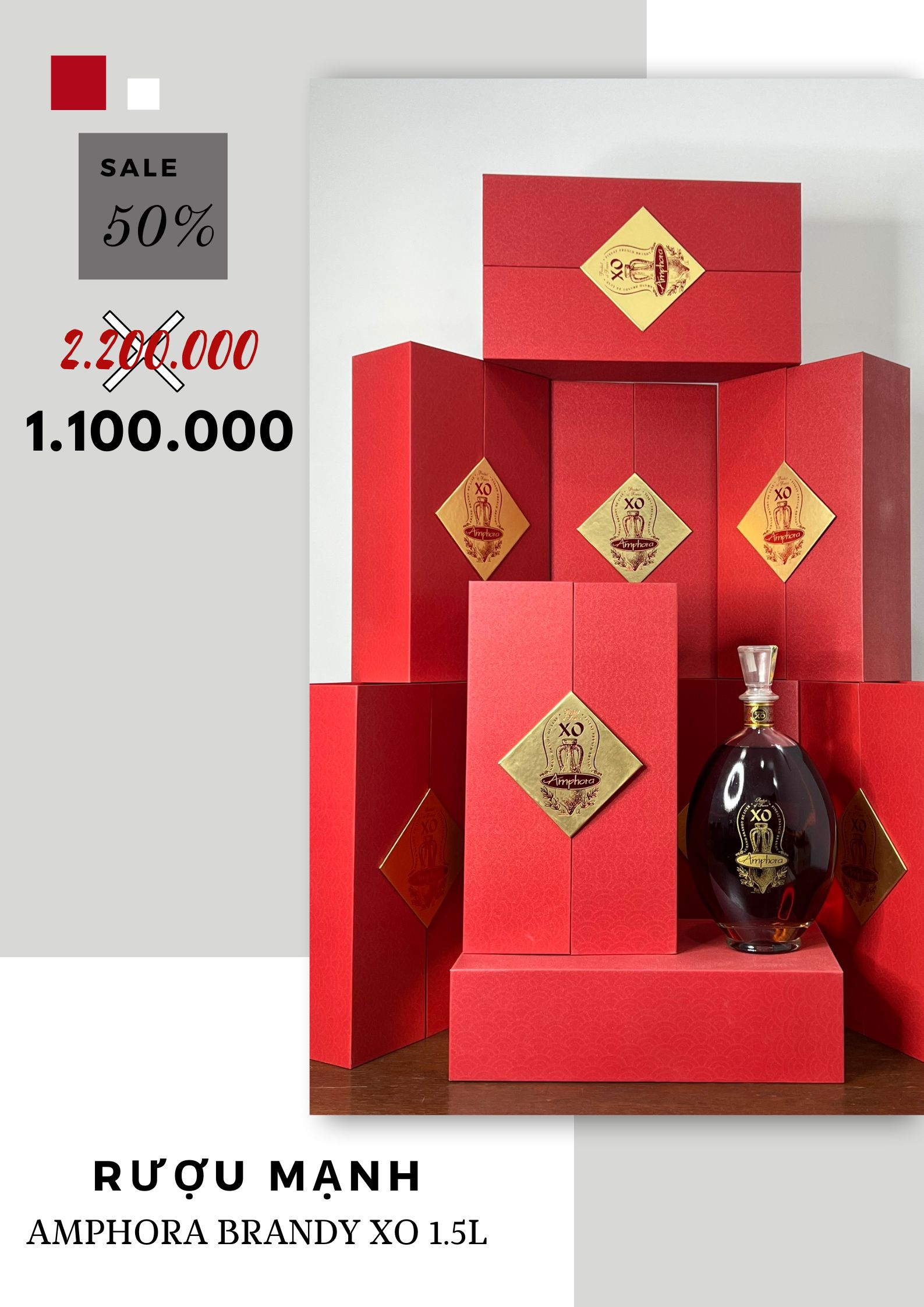 Rượu mạnh amphora brandy XO 1.5L