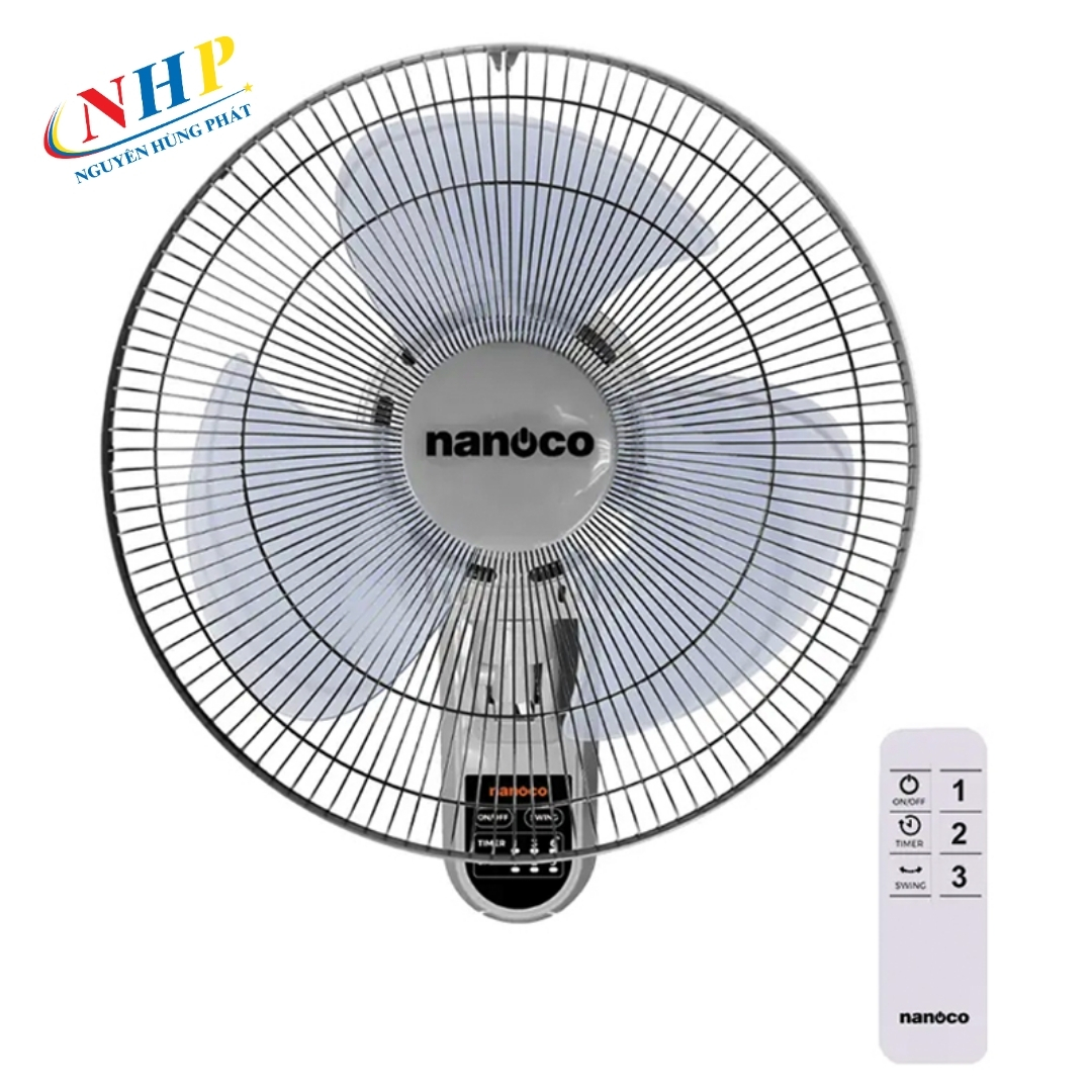 Quạt 3 cánh treo tường Nanoco NWF1612RC điều khiển bằng Remote