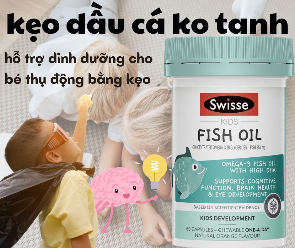 Kẹo Dầu Cá Bổ Sung thụ động DHA Omega-3 Cho Bé - Swisse Kids Fish Oil - Chemist