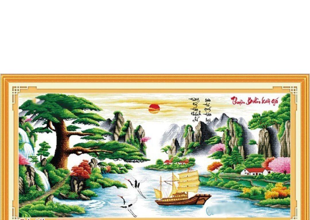 [HCM]Tranh thêu chữ thập thuận buồm xuôi gió