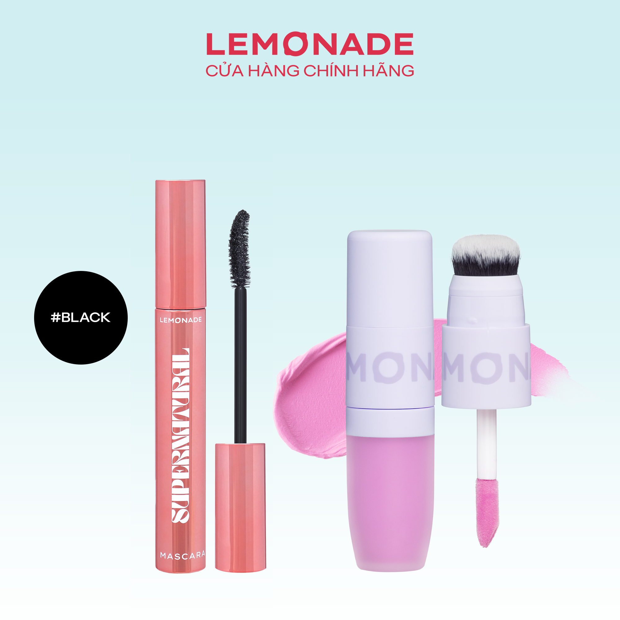Combo Lemonade Má kem mịn lì thuần chay Lemonade Perfect Couple Blush 8.5g & Chuốt mi Lemonade Super