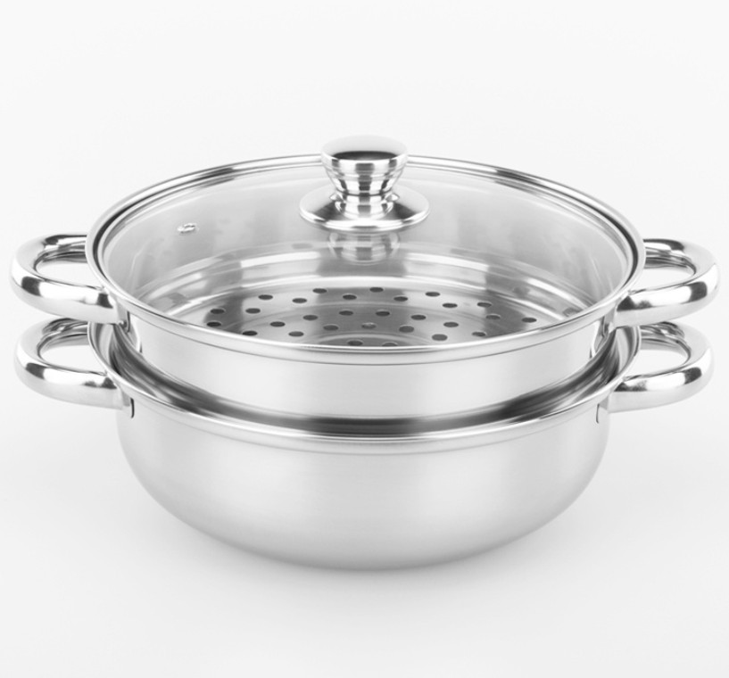 Nồi hấp - Nồi lẩu - Nồi hấp 2 tầng bằng inox sunhouse cao cấp Hot Pot ( size 28cm )-bảo hành đổi trả