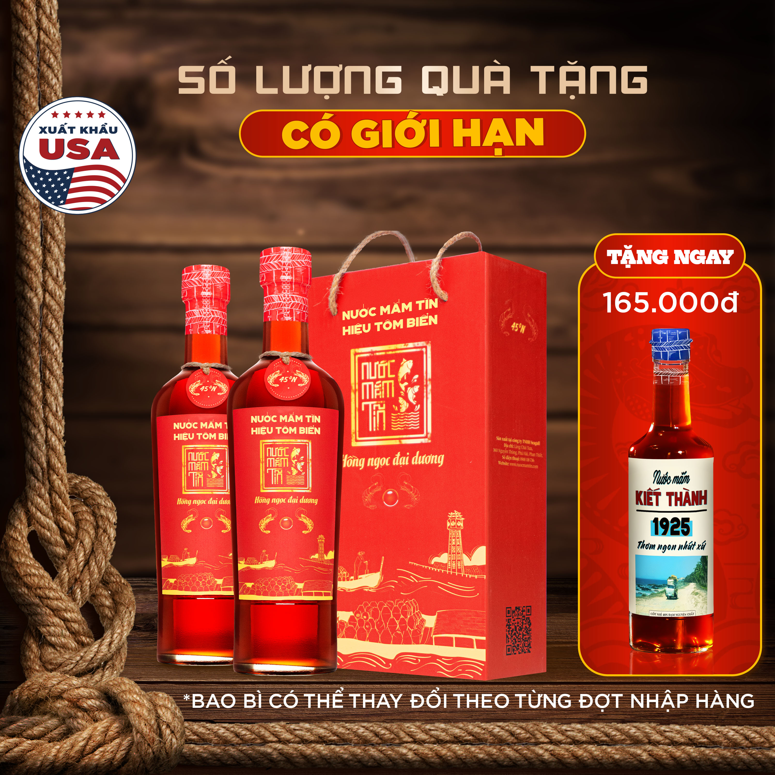COMBO 2 chai nước mắm Tĩn Tôm Biển Hồng Ngọc Đại Dương độ đạm 45N 500ml hương vị thơm ngọt tôm biển 